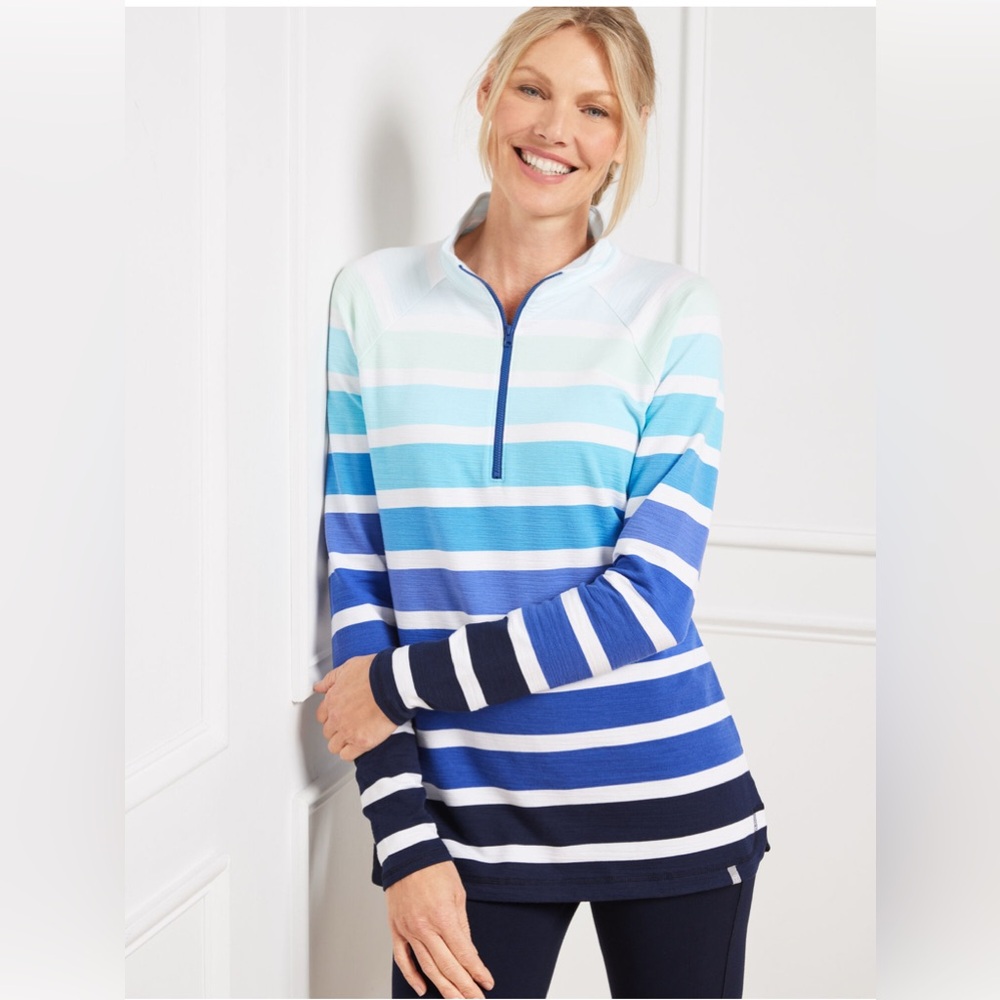 COZY CRUSH HALF-ZIP PULLOVER - OMBRÉ STRIPE Talbots UPF 50